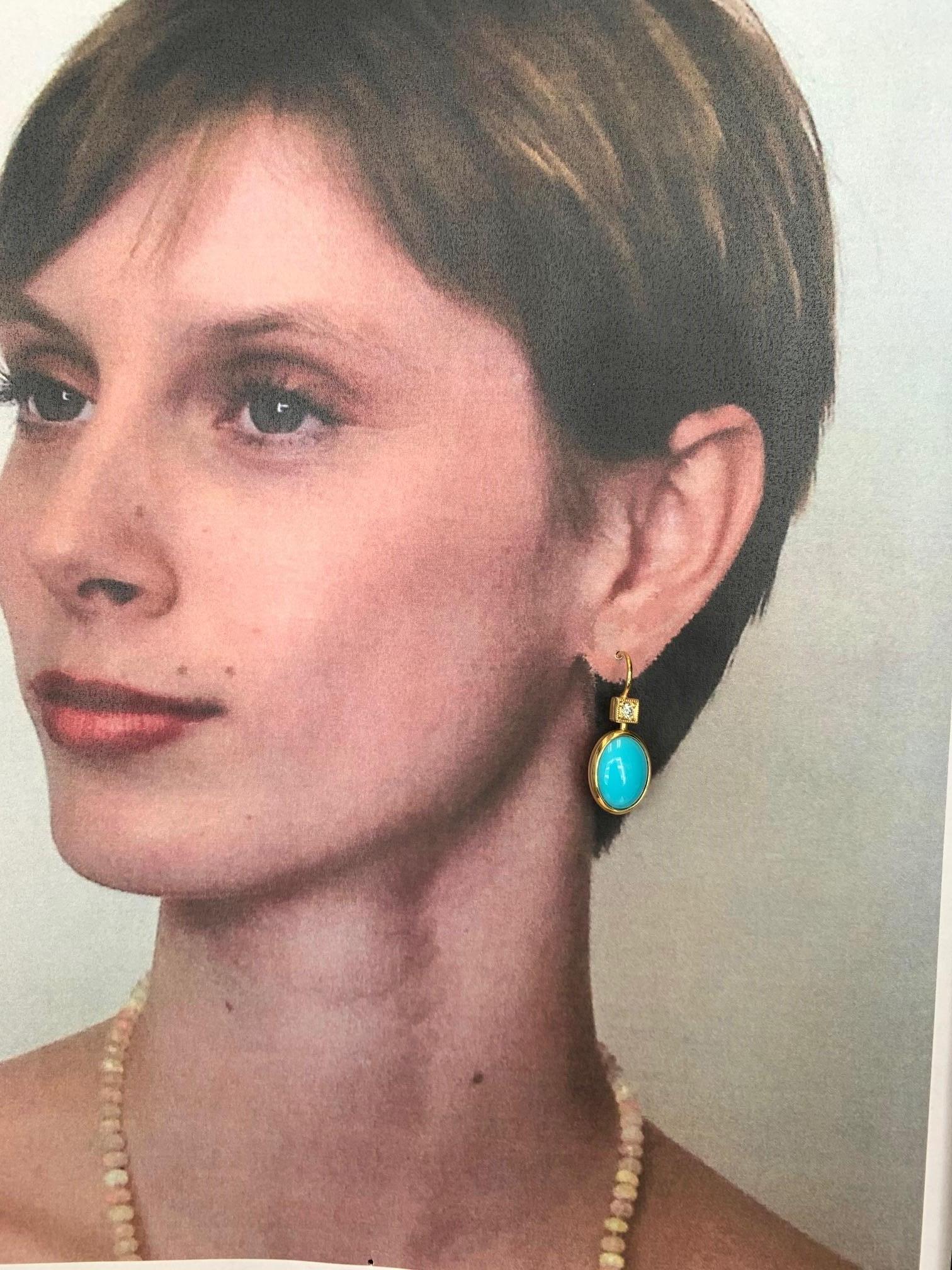 turquoise 18k gold earrings