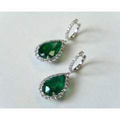 7.60 Ct Emerald Drop Earrings