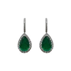 7.60 Ct Emerald Drop Earrings
