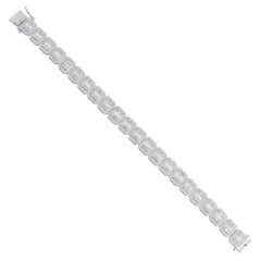 Bracelet en or blanc 14 carats avec diamants ronds baguettes de 7,60 carats de pureté SI