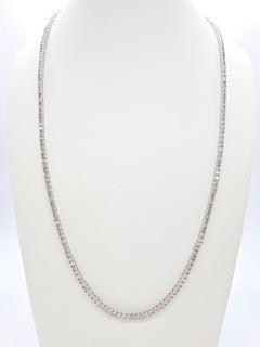 7.60 cts Round Natural Diamond Tennis Necklace 14k White Gold 16''