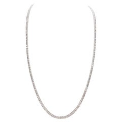 7.60 cts Round Natural Diamond Tennis Necklace 14k White Gold 16''