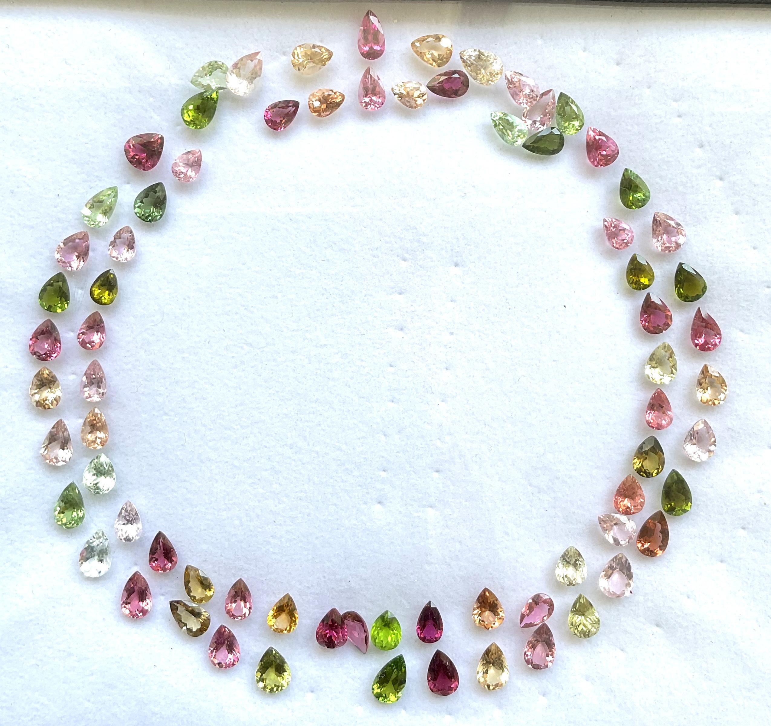 76.05 Carats Pear Tourmaline Layout Suite Faceted Cutstones Natural Gemstone In New Condition For Sale In Jaipur, RJ