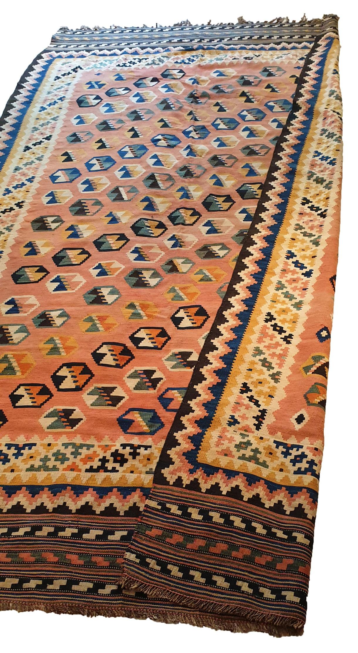 761 - Precioso Kilim Ghashghai Vintage principios del siglo XX en venta