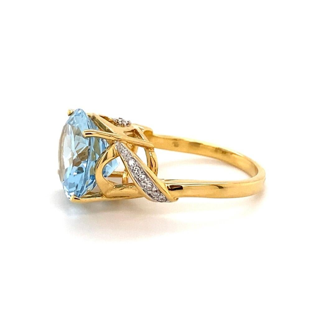 Women's 7.61 Carat Aquamarine and Diamond Art Deco Revival Gold Ring For Sale