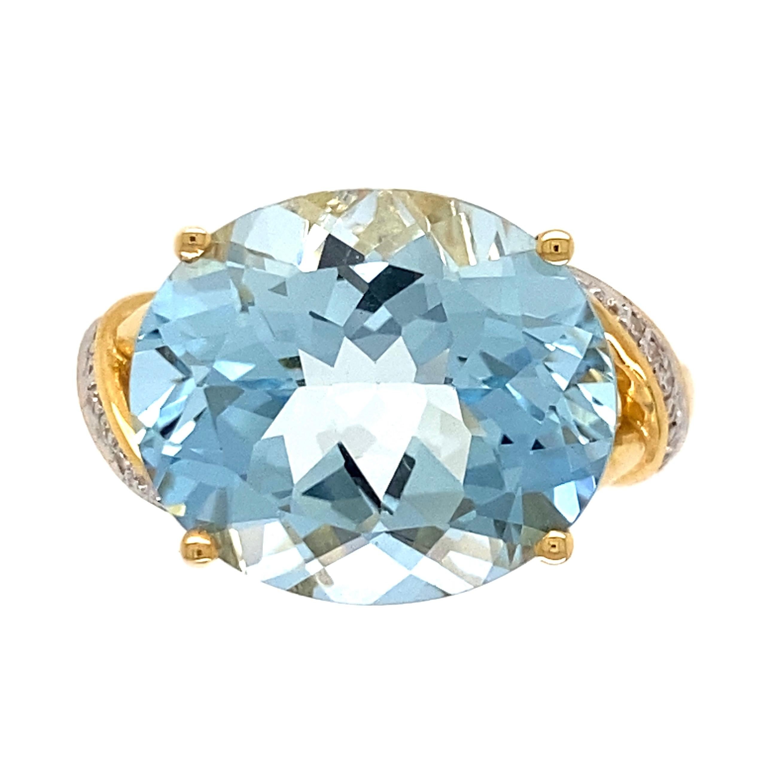 7.61 Carat Aquamarine and Diamond Art Deco Revival Gold Ring For Sale 1