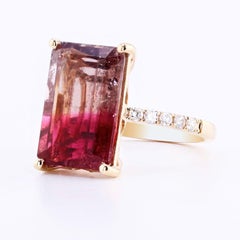 7.61 Carat Bi-Color Tourmaline Ring