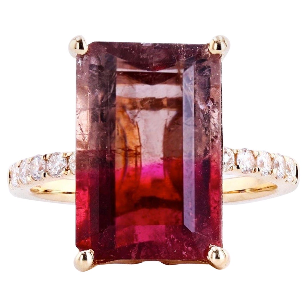 61 Karat Bi-Color Turmalin-Ring im Angebot