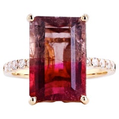 7.61 Carat Bi-Color Tourmaline Ring