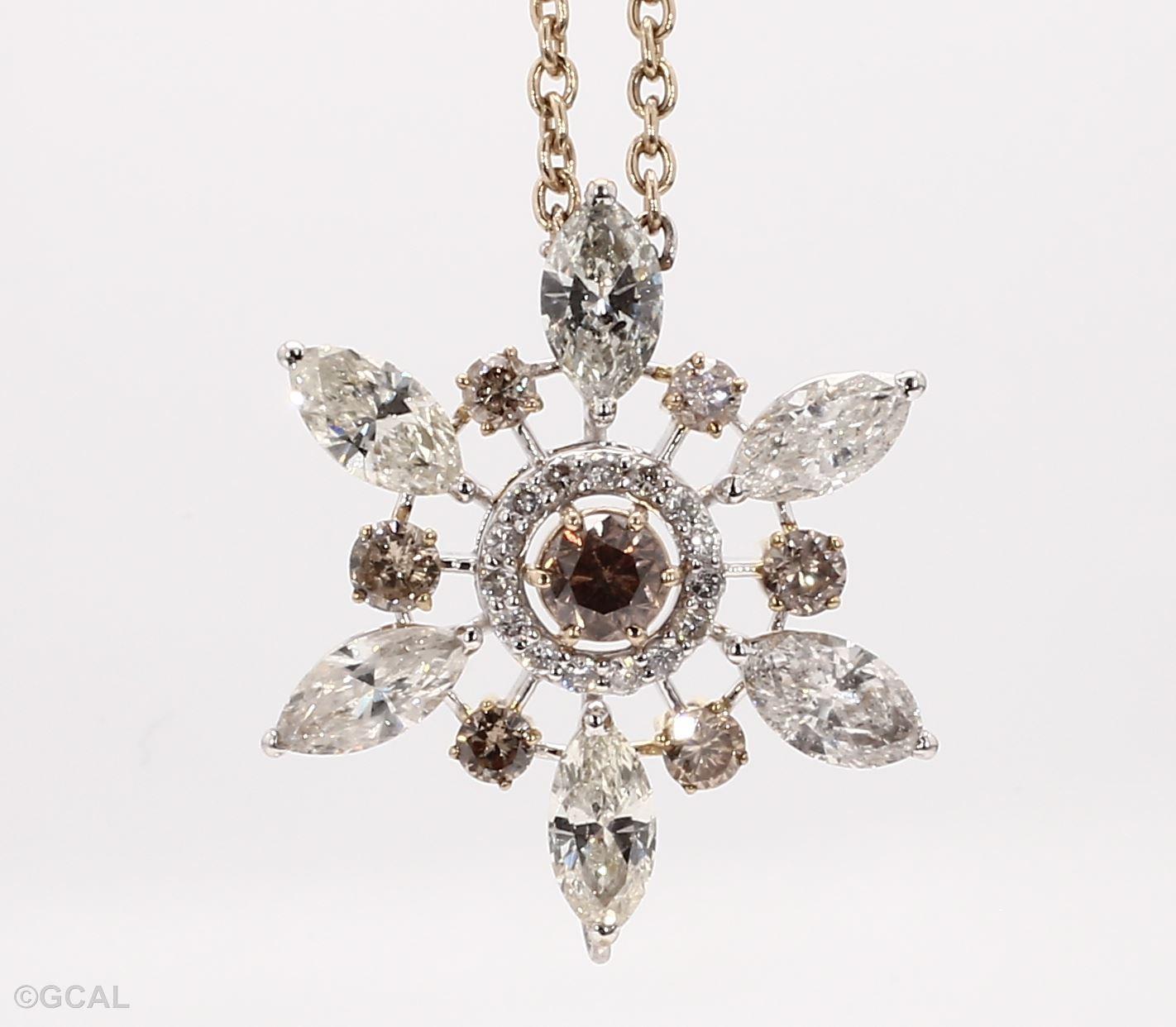 7.61 carat 2in1 Champagne Diamond Necklace with Pearl Tassel and ascent diamonds In New Condition For Sale In New York, NY