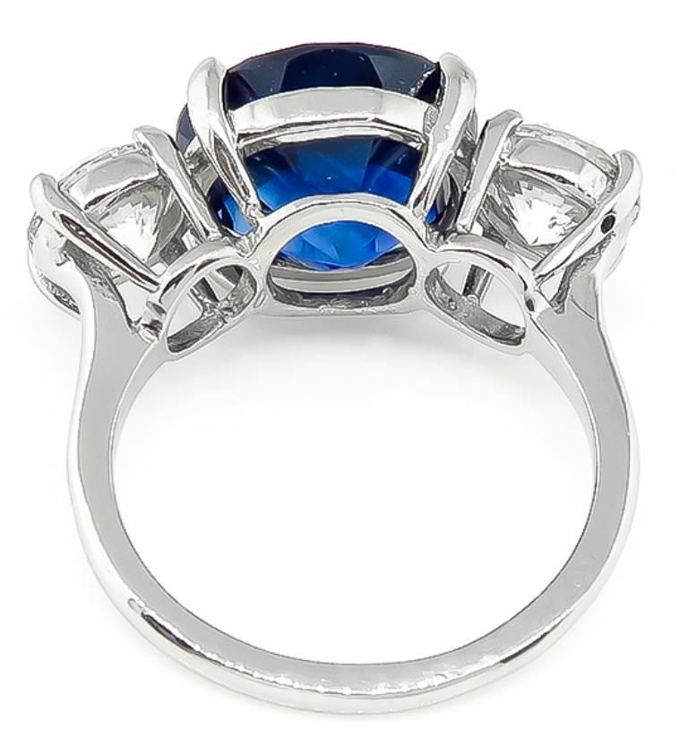 Round Cut 7.61 Carat Sapphire 2.02 Carat Diamond Anniversary Ring