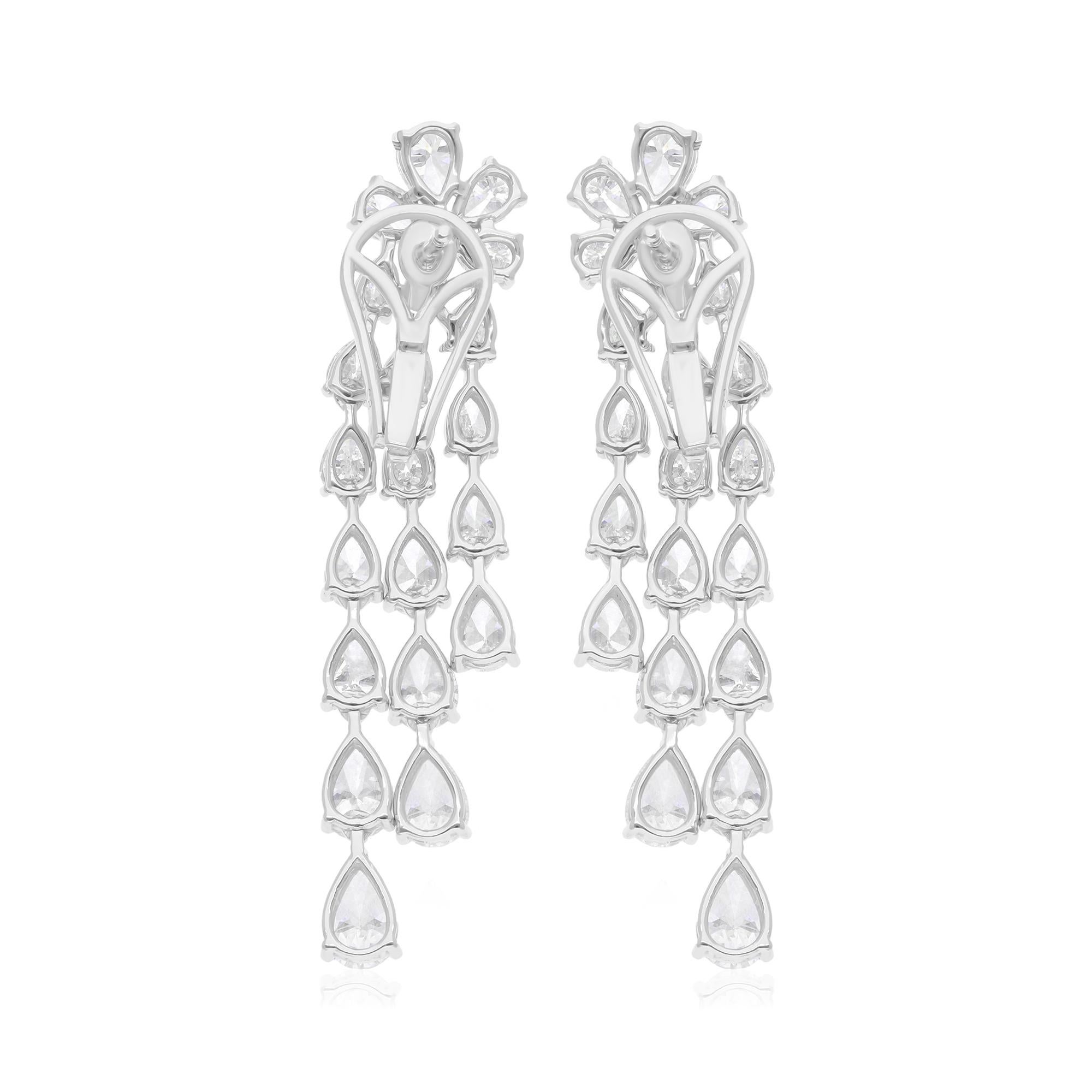 7.61 Carat SI/H Pear Diamond Chandelier Earrings 10 Karat White Gold Jewelry In New Condition For Sale In Diera, Dubai