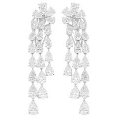 7.61 Carat SI/H Pear Diamond Chandelier Earrings 10 Karat White Gold Jewelry