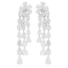 7.61 Carat SI/H Pear Diamond Chandelier Earrings 18 Karat White Gold Jewelry