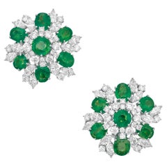 7,61 Karat VIVID Grüne Smaragde und Diamant-Ohrringe