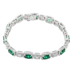 7.62 Carat Emerald and Diamond White Gold Modern Bracelet