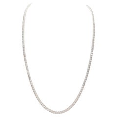 7.62 Carat Round Natural Diamond Tennis Necklace 14 Karat White Gold 16

