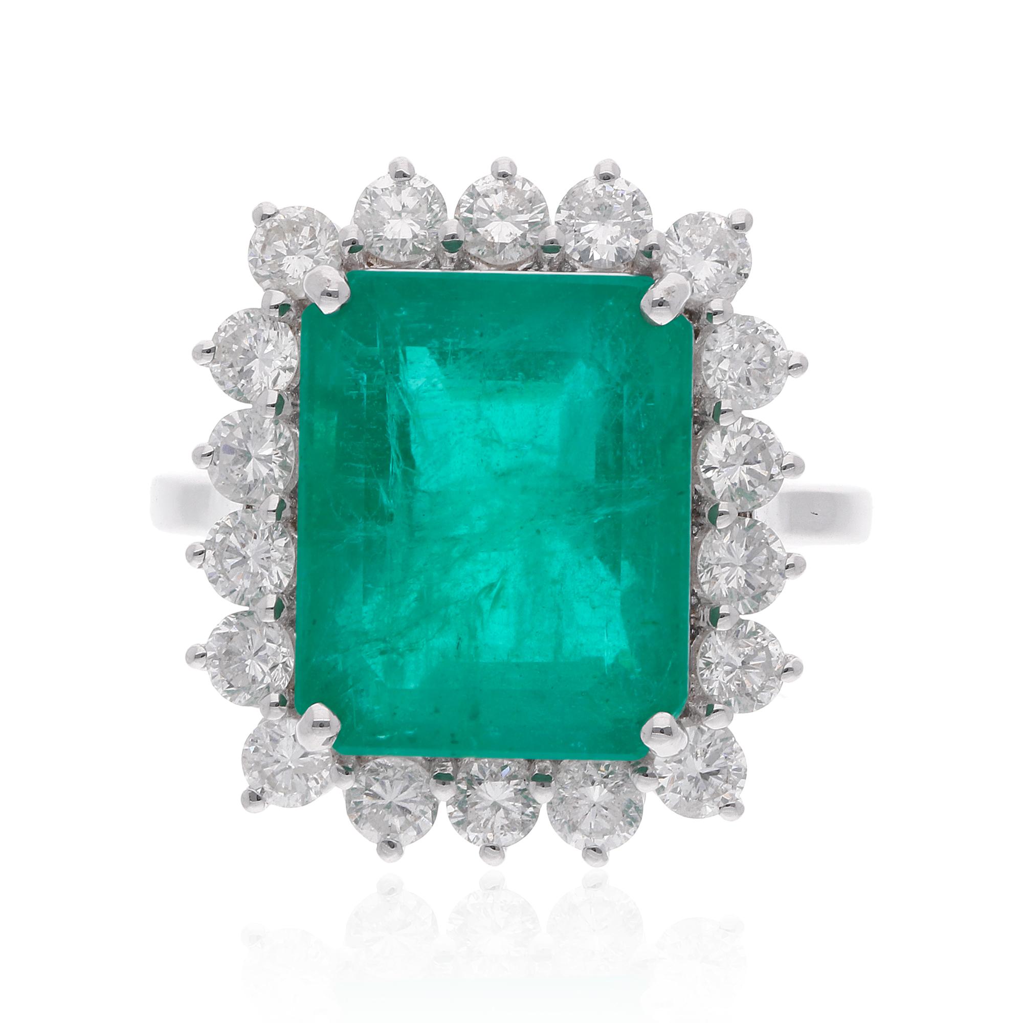 Im Angebot: 7,62 Karat sambischer Smaragd Edelstein Diamant Halo Cocktail Ring 14K Weißgold () 6