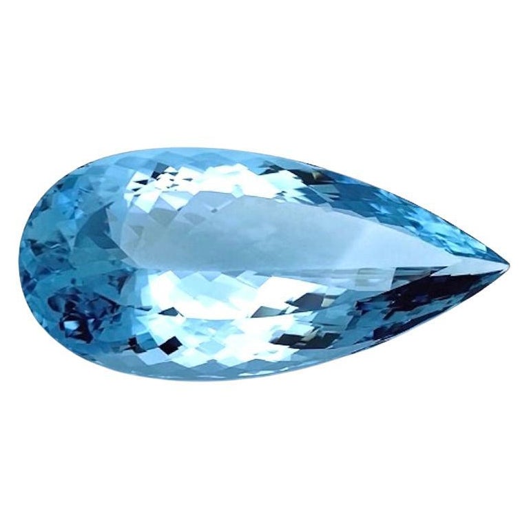 GIA 76,22 Karat Aquamarin in Birnenform, ungefasster loser Anhänger, Sammler-Edelstein