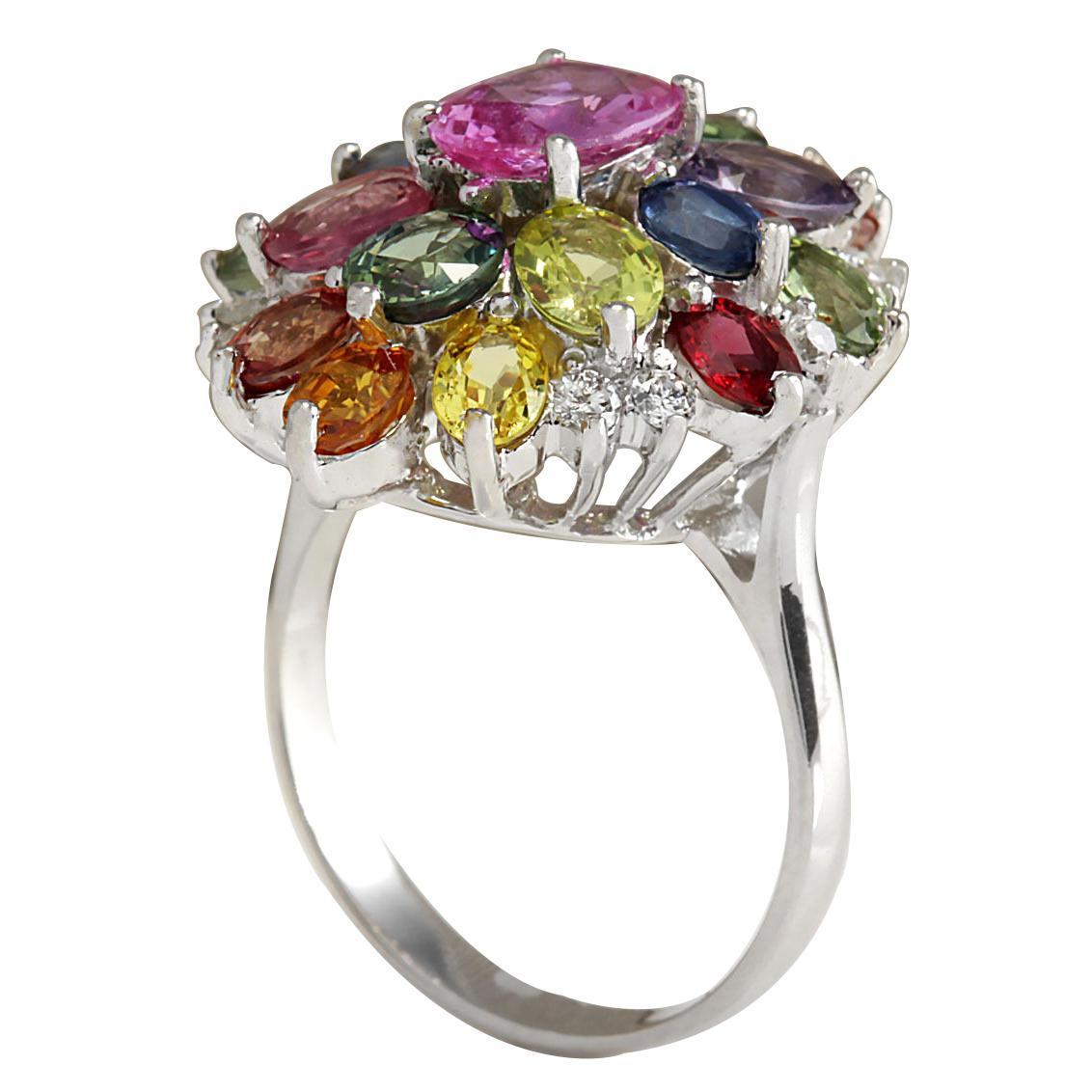 Oval Cut Sapphire Diamond Ring In 14 Karat White Gold