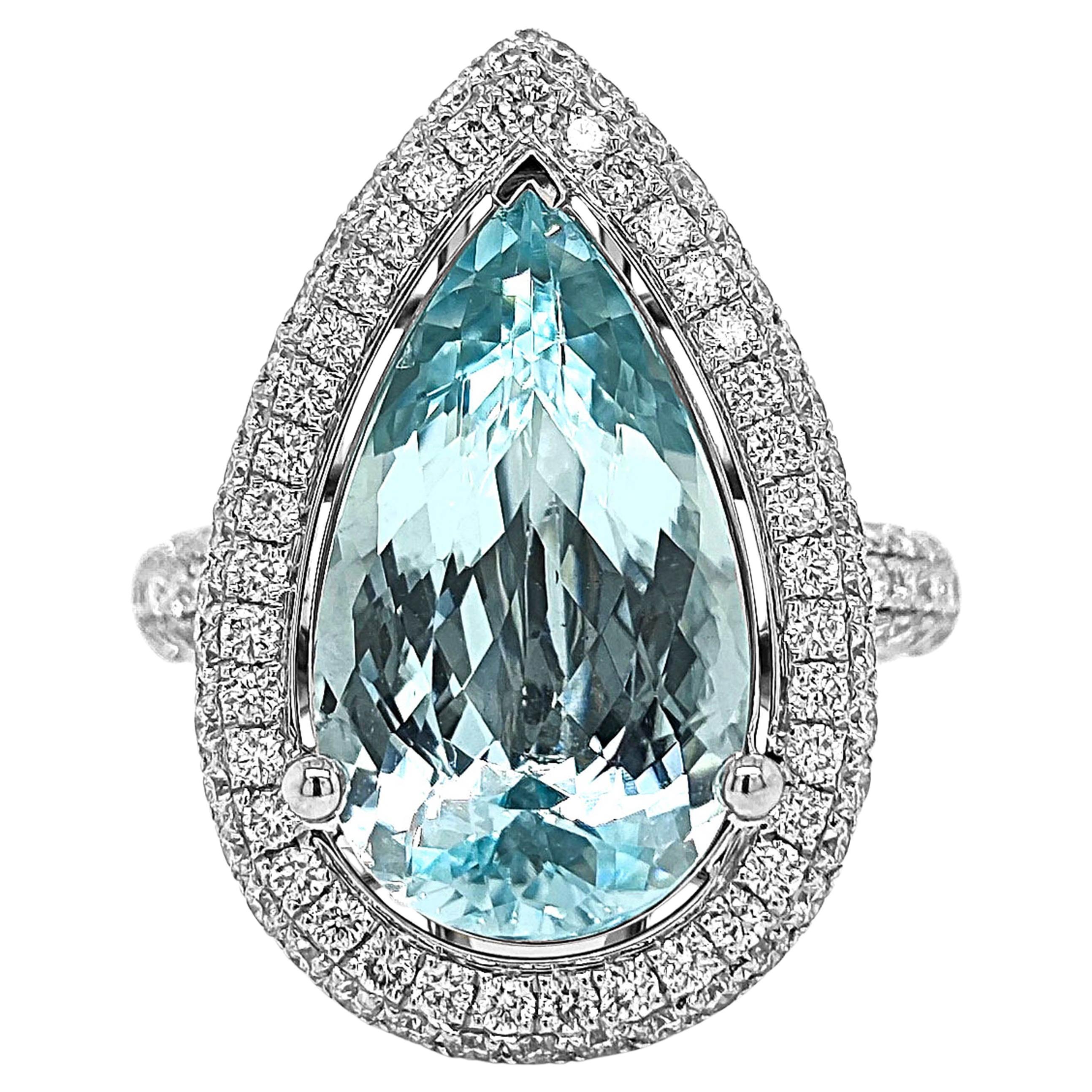 7.63 Carat PARAIBA TOURMALINE and White Diamond White Gold Ring