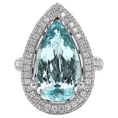 Anillo de oro blanco con TURMALINA PARAIBA y diamante blanco de 7.63 quilates