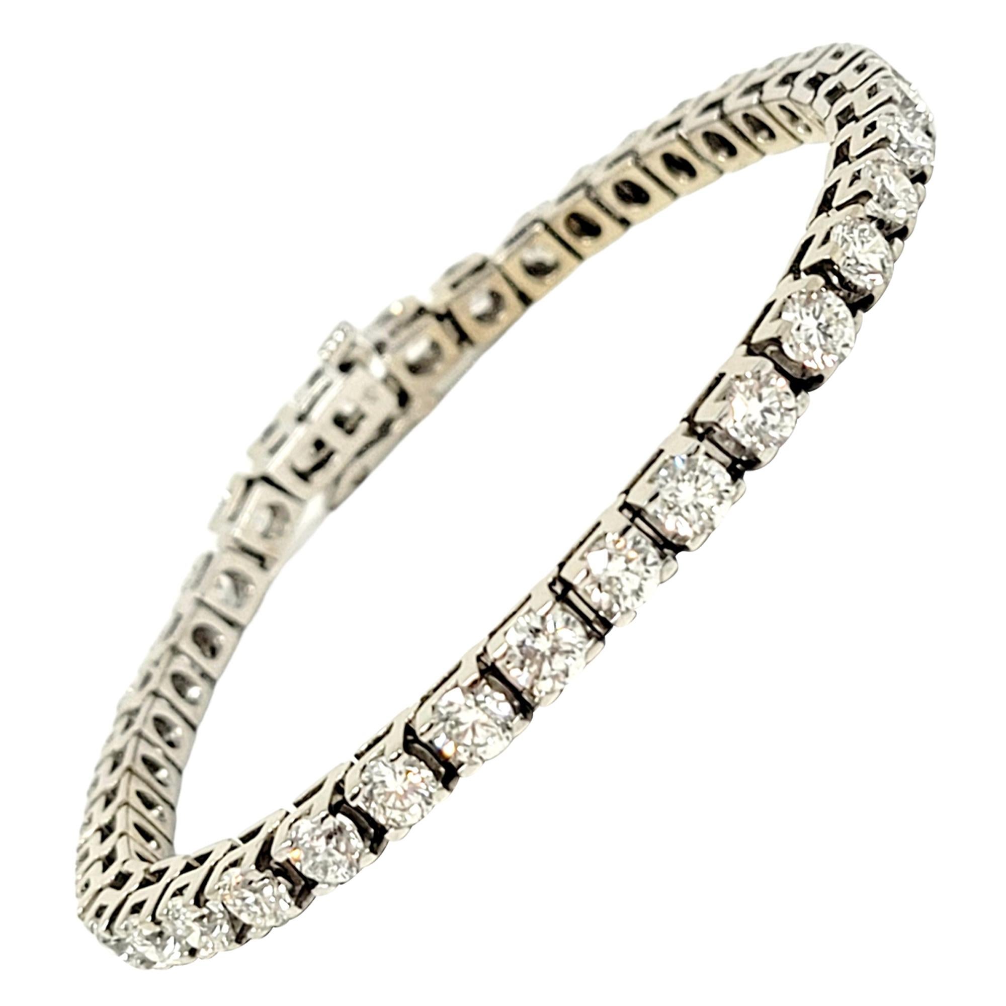 Bracelet tennis en or blanc 14 carats avec diamants ronds et brillants de 7,63 carats au total