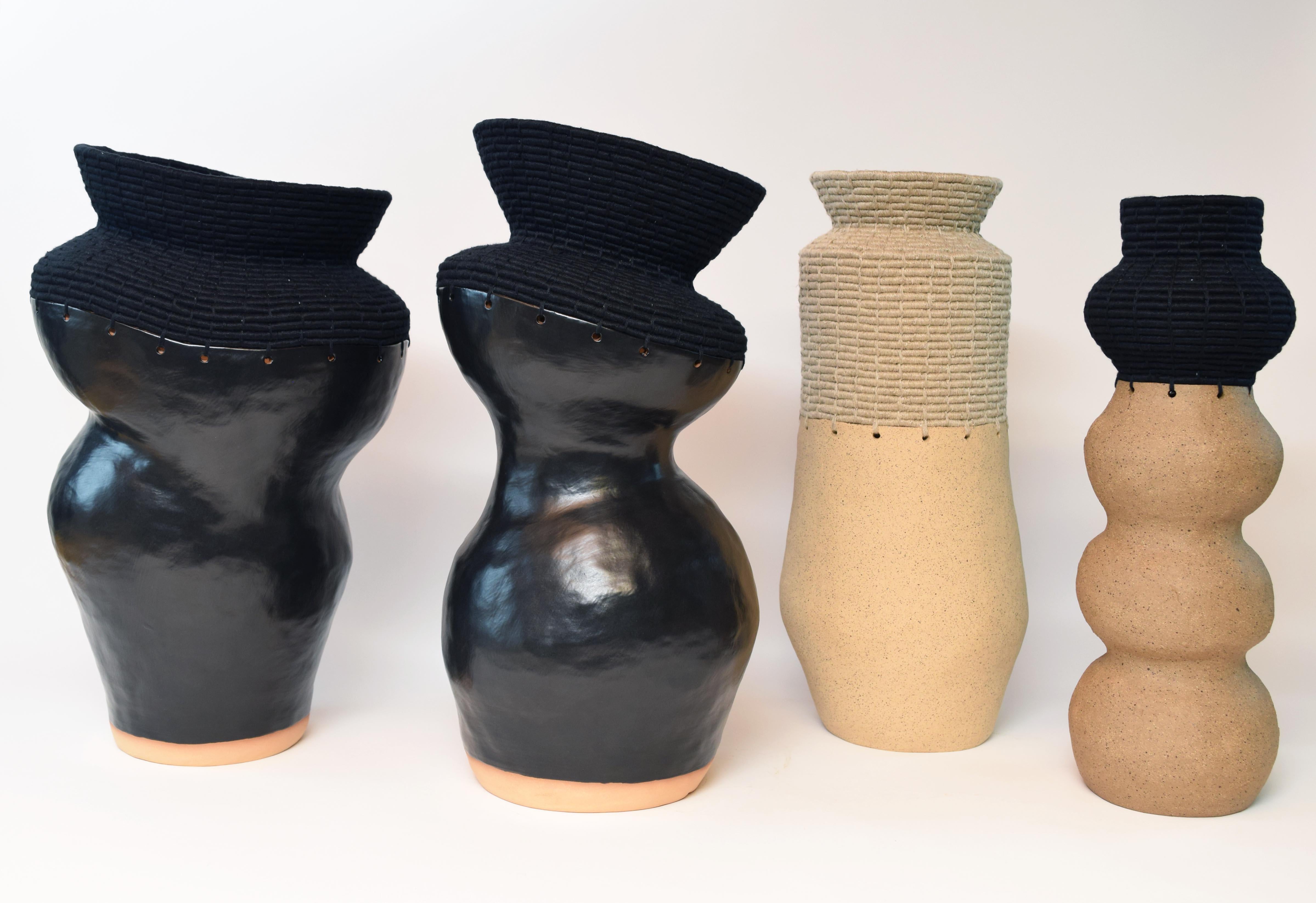 Contemporary 764 Black and Brown Vessel by Karen Gayle Tinney