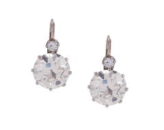 7.64 Carat Diamond Platinum Two-Stone Earrings