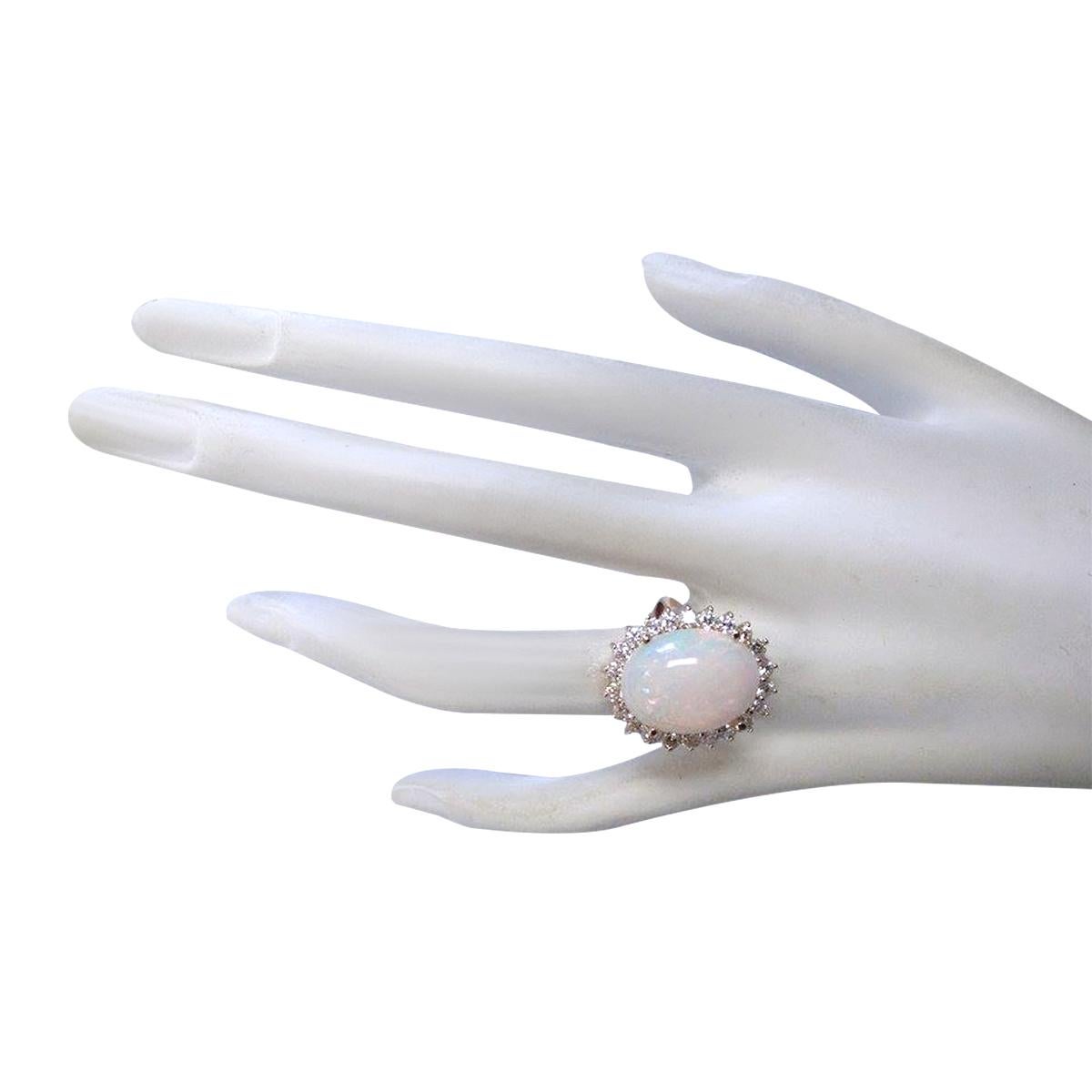 Oval Cut Opal Diamond Ring In 14 Karat Rose Gold  For Sale