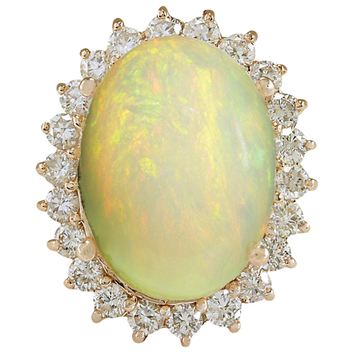 Opal Diamond Ring In 14 Karat Rose Gold  For Sale