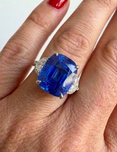 7,64 Karat No-Heat Sri Lanka Kornblumenblauer Saphir Diamant Platin Ring