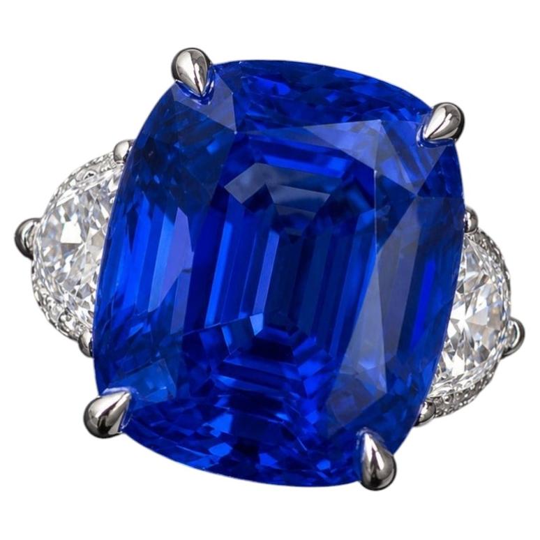 7.64 Carat No-Heat Sri Lanka Cornflower Blue Sapphire Diamond Platinum Ring For Sale