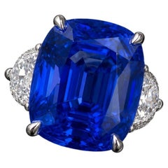 7,64 Karat No-Heat Sri Lanka Kornblumenblauer Saphir Diamant Platin Ring