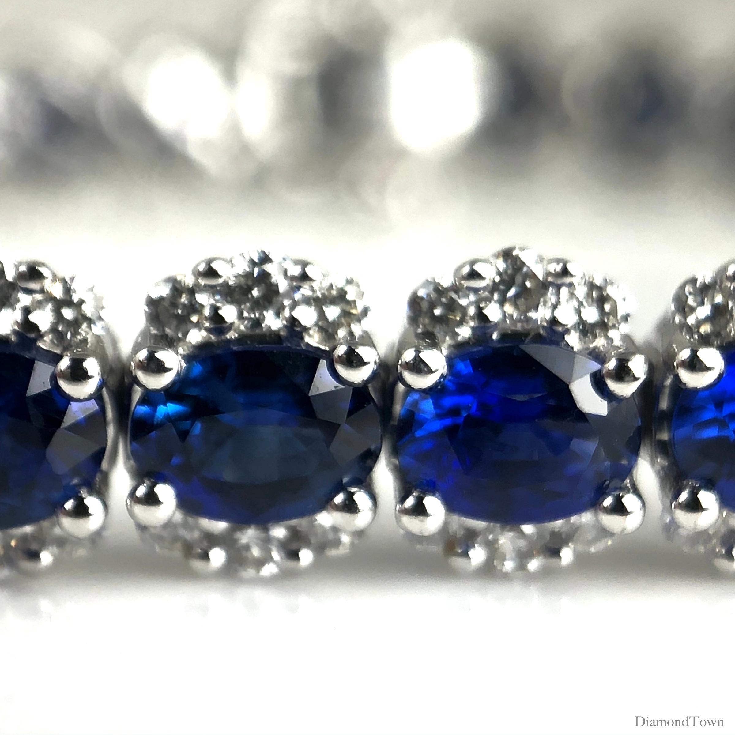 Contemporary DiamondTown 7.64 Carat Vivid Blue Sapphire and Diamond Bracelet