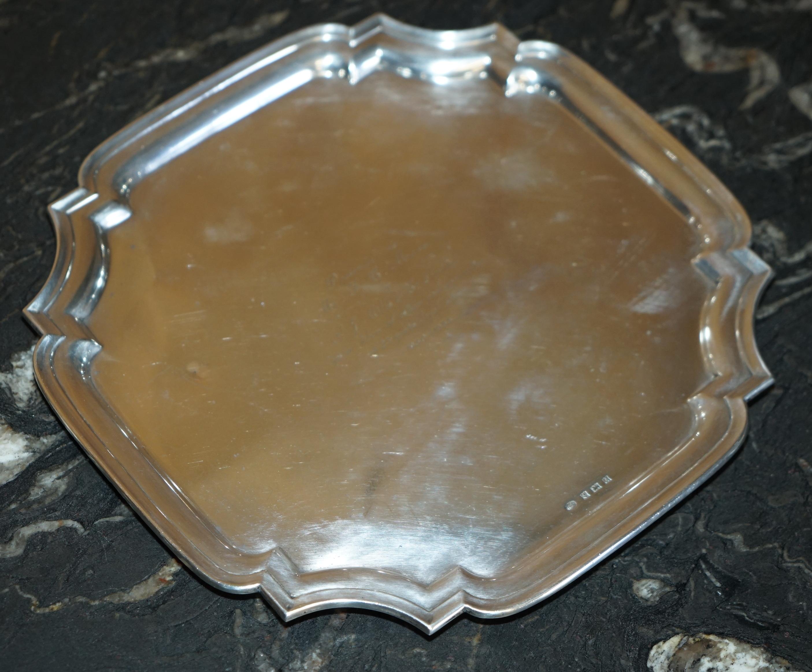 Art Déco 764 GRAMMI 1950 ALEXANDER CLARK & CO LTD VASSOIO DA SERVIZIO IN ARGENTO STERLINO SOLIDALE in vendita