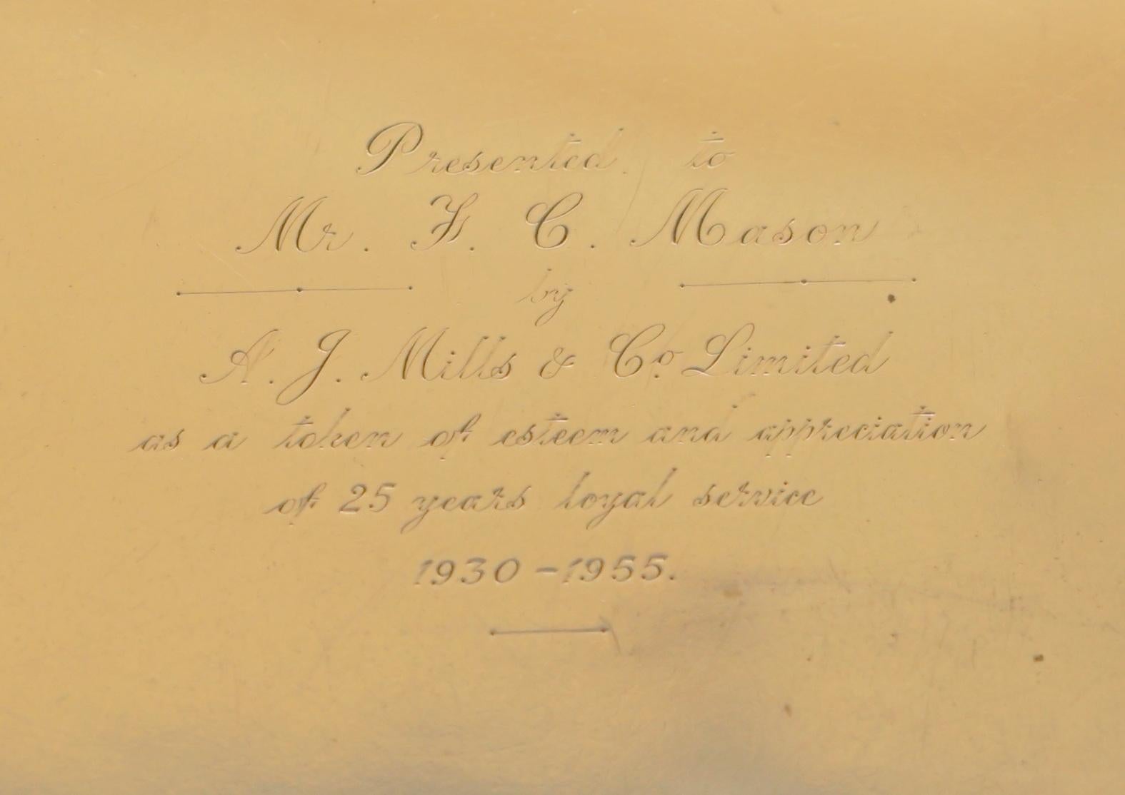 764 GRAMMI 1950 ALEXANDER CLARK & CO LTD VASSOIO DA SERVIZIO IN ARGENTO STERLINO SOLIDALE in vendita 1