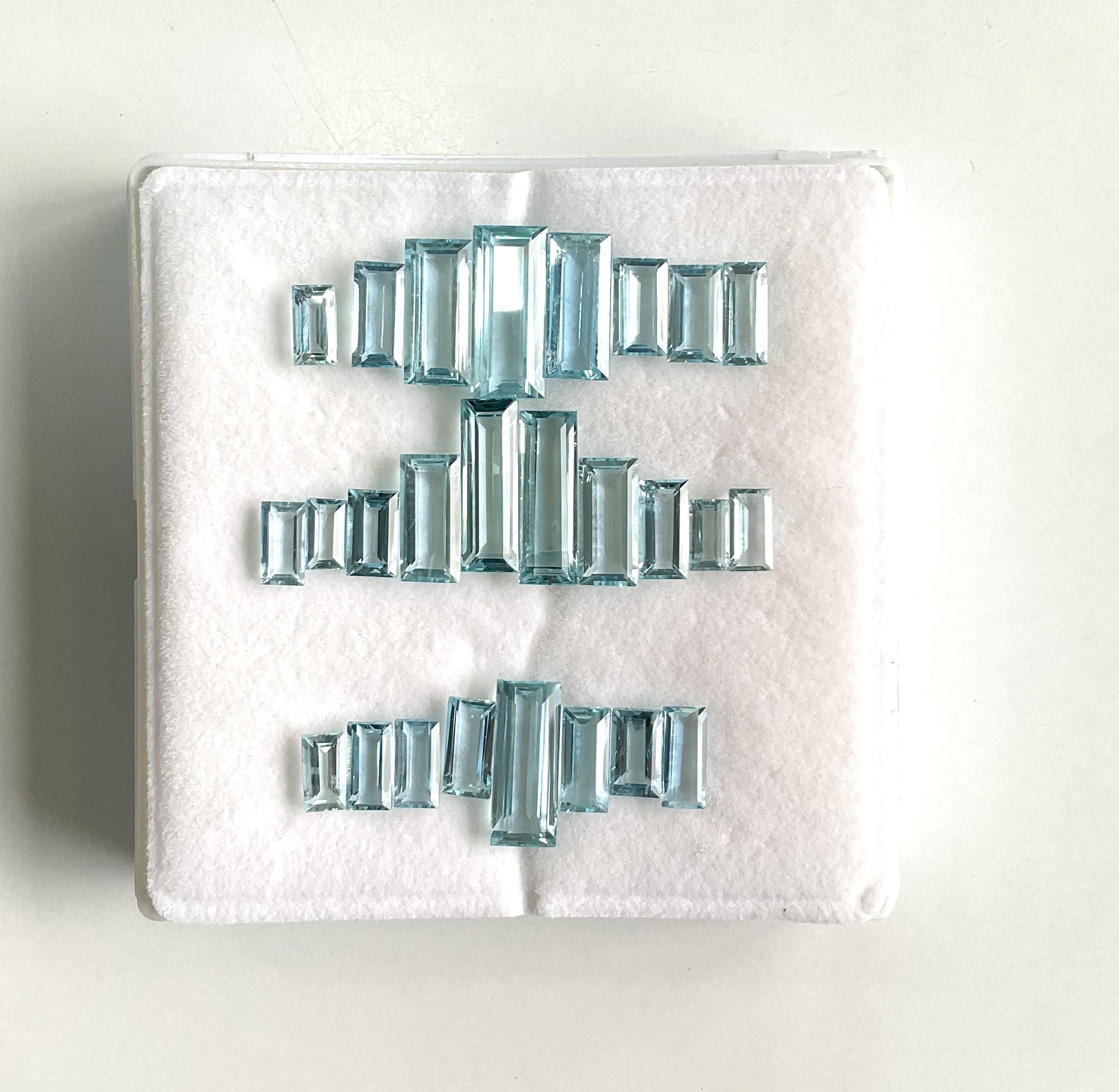 76.46 Carats Aquamarine Top Quality Baguette Cut Stone For Jewelry Natural Gem In New Condition For Sale In Jaipur, RJ