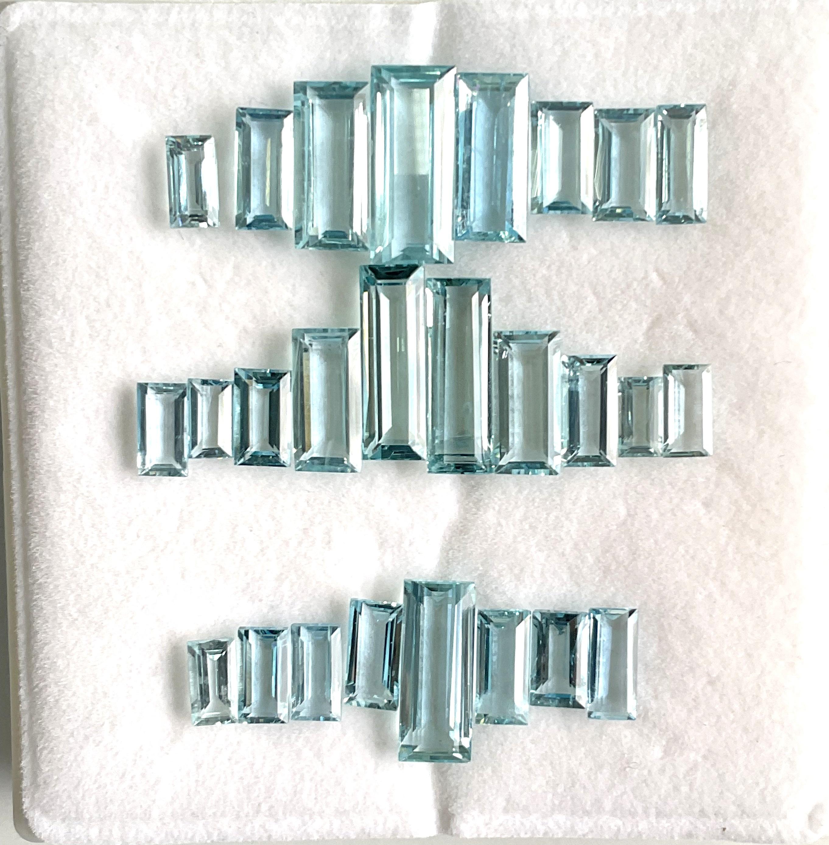 Women's or Men's 76.46 Carats Aquamarine Top Quality Baguette Cut Stone For Jewelry Natural Gem For Sale