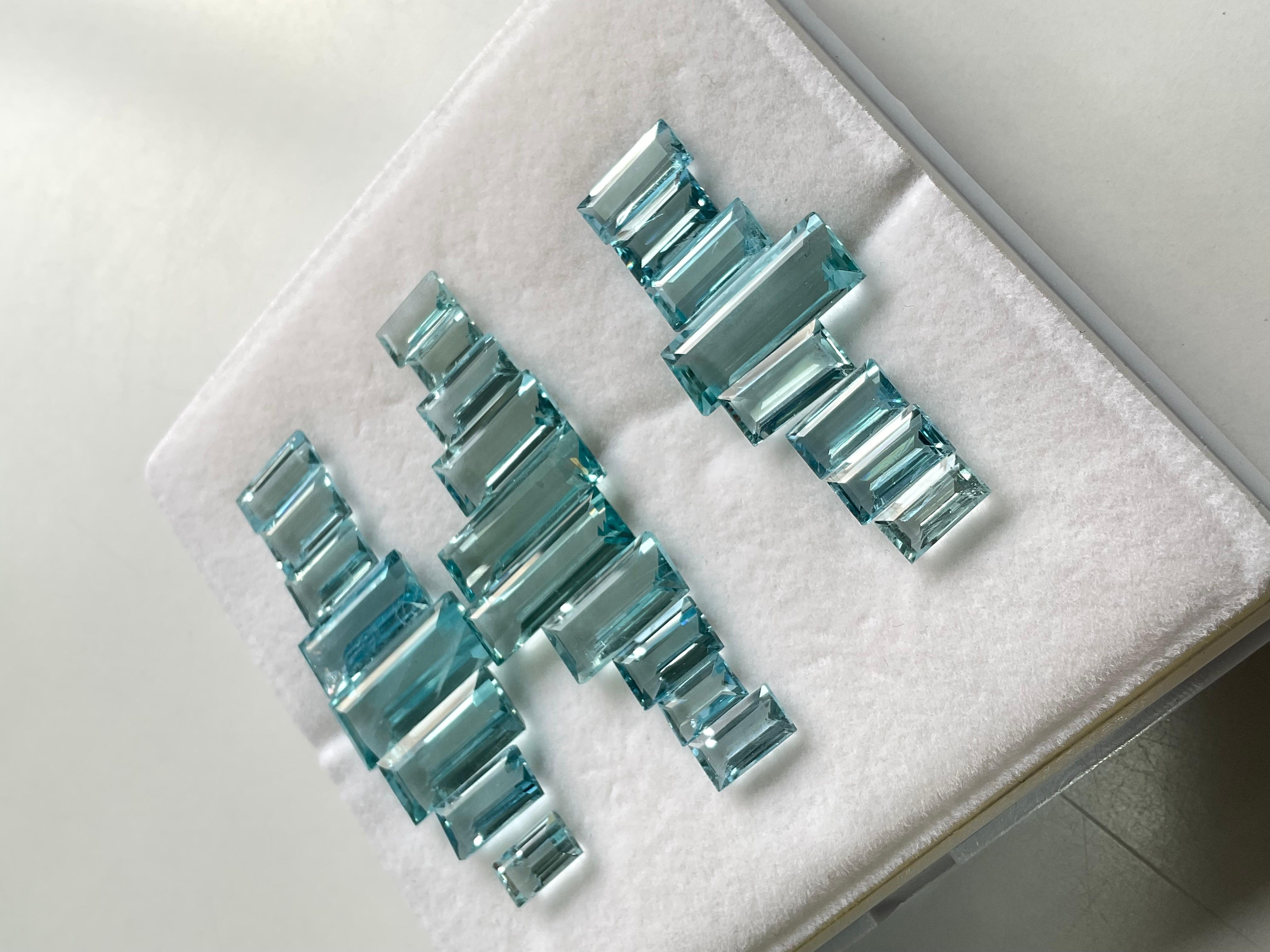 76.46 Carats Aquamarine Top Quality Baguette Cut Stone For Jewelry Natural Gem For Sale 2