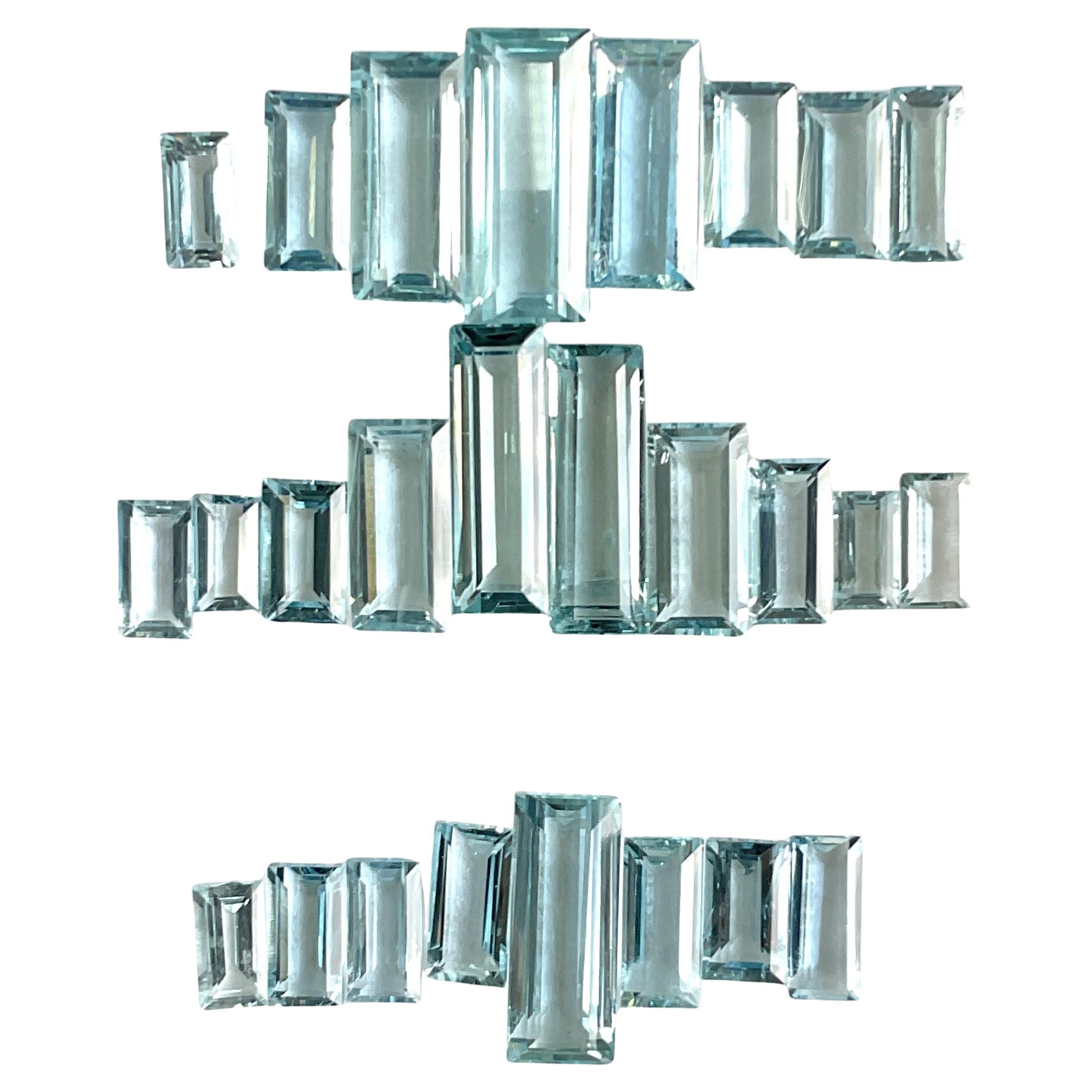 76.46 Carats Aquamarine Top Quality Baguette Cut Stone For Jewelry Natural Gem