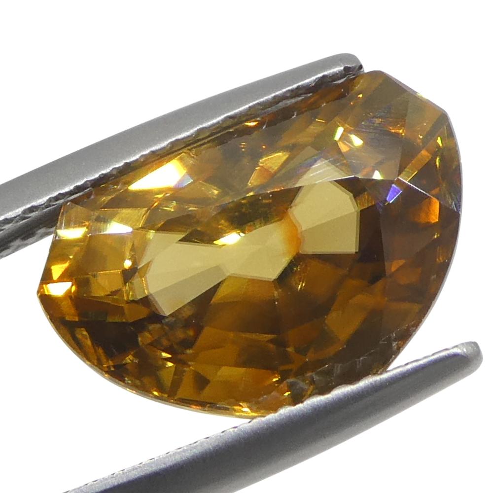 7.64ct Natural Earth Mined Half Moon Fancy Cut Orange Zircon from Sri Lanka Neuf - En vente à Toronto, Ontario