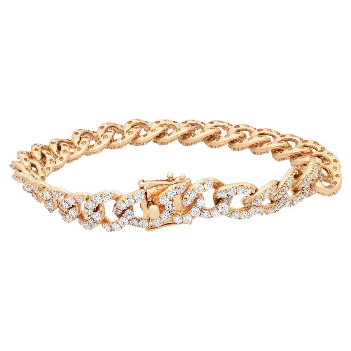 7.65 Carat Diamond Chain Link Bracelet 18k Yellow Gold