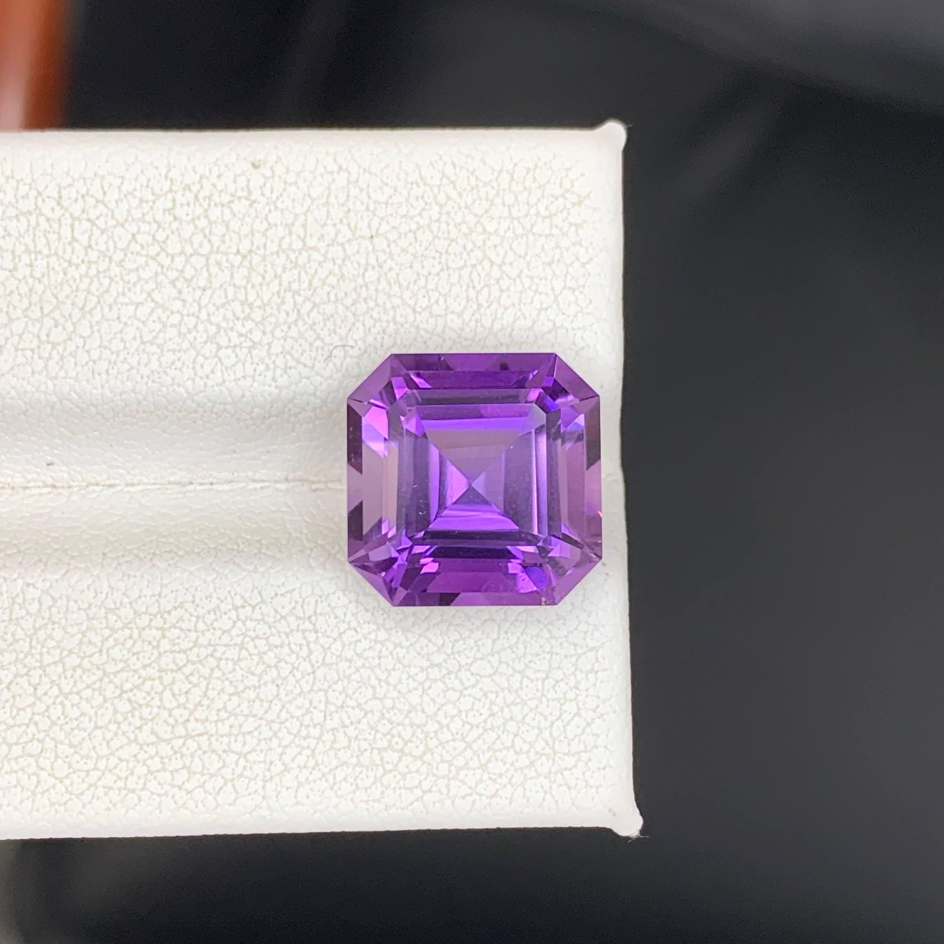 7.65 Karat Natürlicher Loser Lila Amethyst Stein Asscher Schliff Brasilianischer Edelstein (Moderne) im Angebot