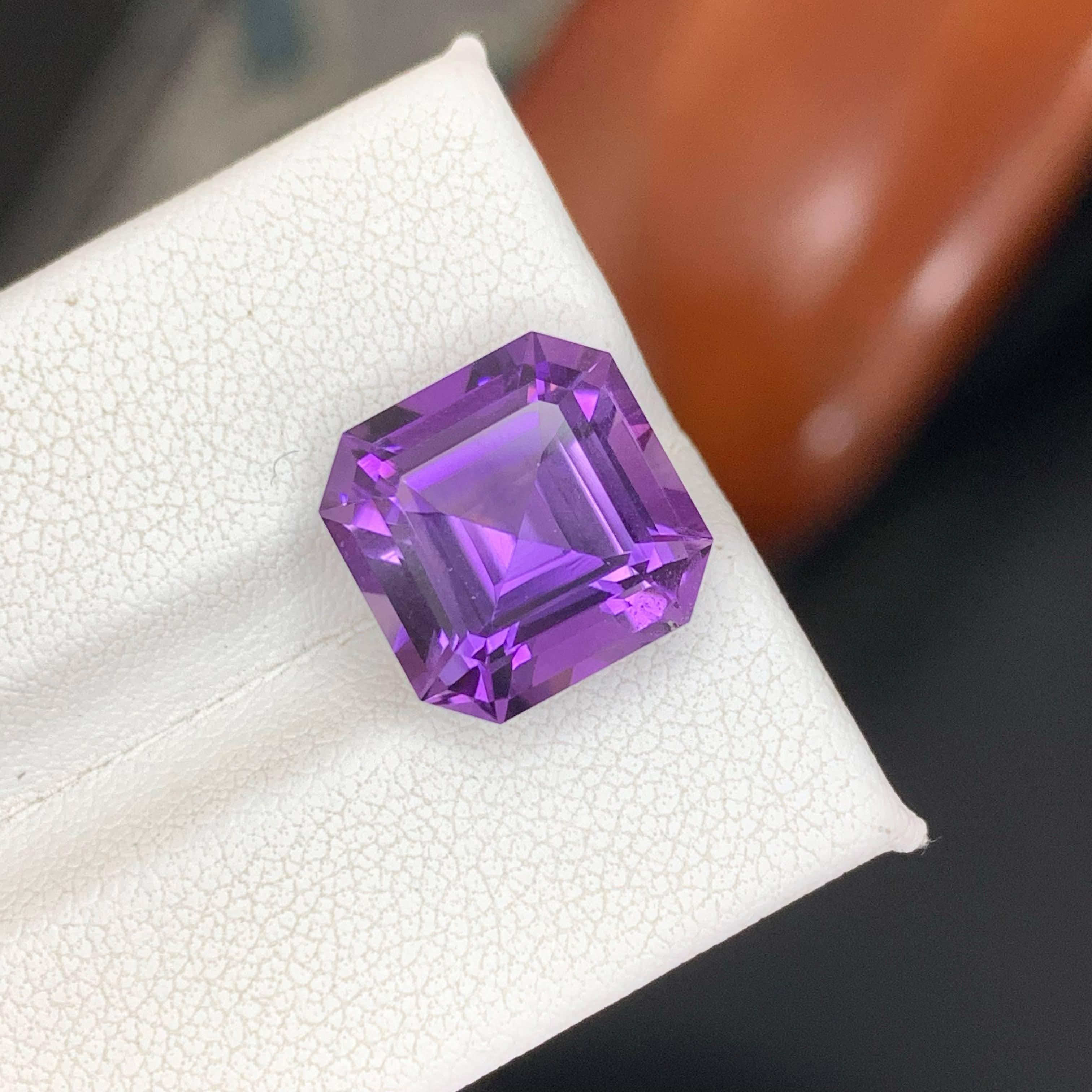 7.65 Karat Natürlicher Loser Lila Amethyst Stein Asscher Schliff Brasilianischer Edelstein (Asscher-Schliff) im Angebot