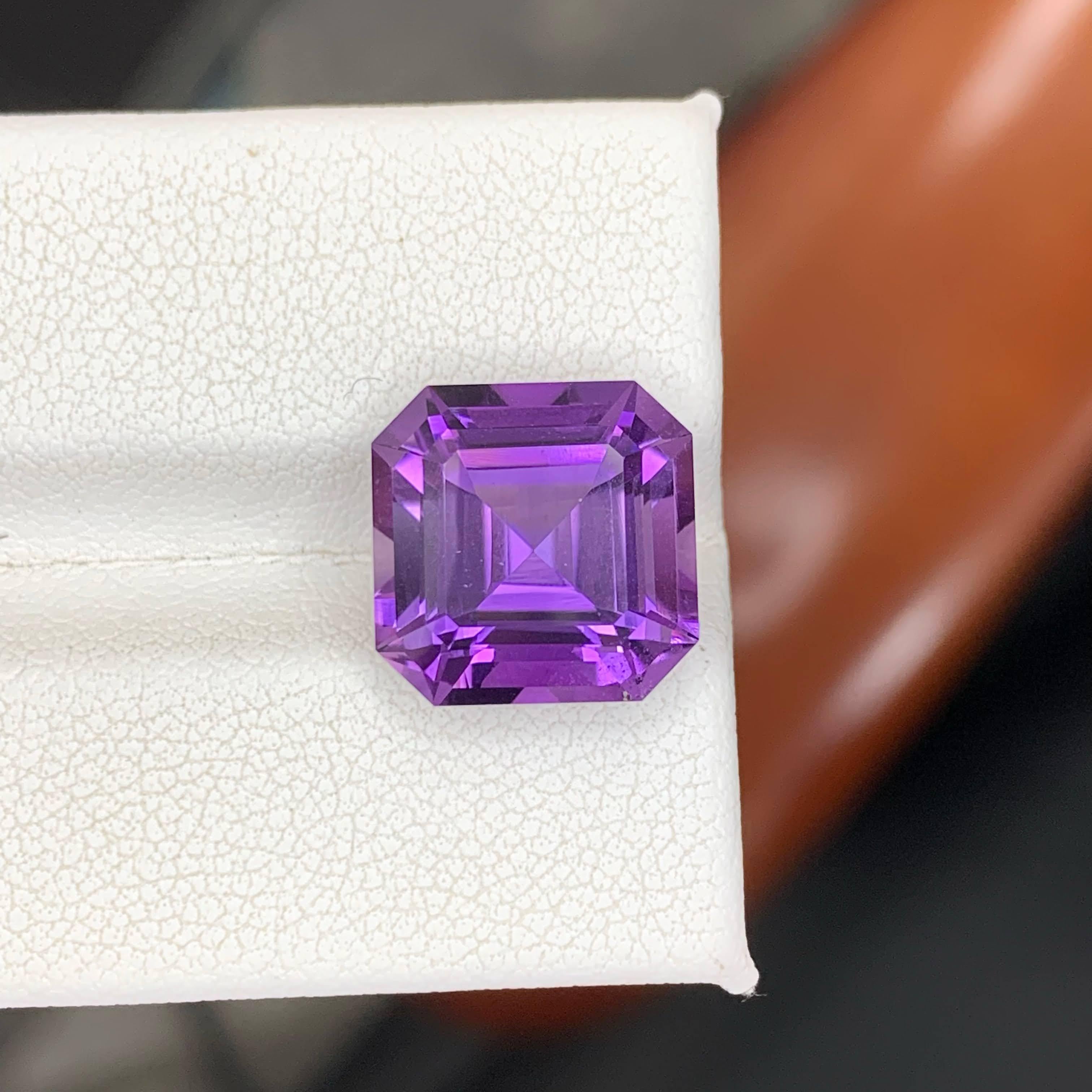 7.65 Karat Natürlicher Loser Lila Amethyst Stein Asscher Schliff Brasilianischer Edelstein im Angebot 1