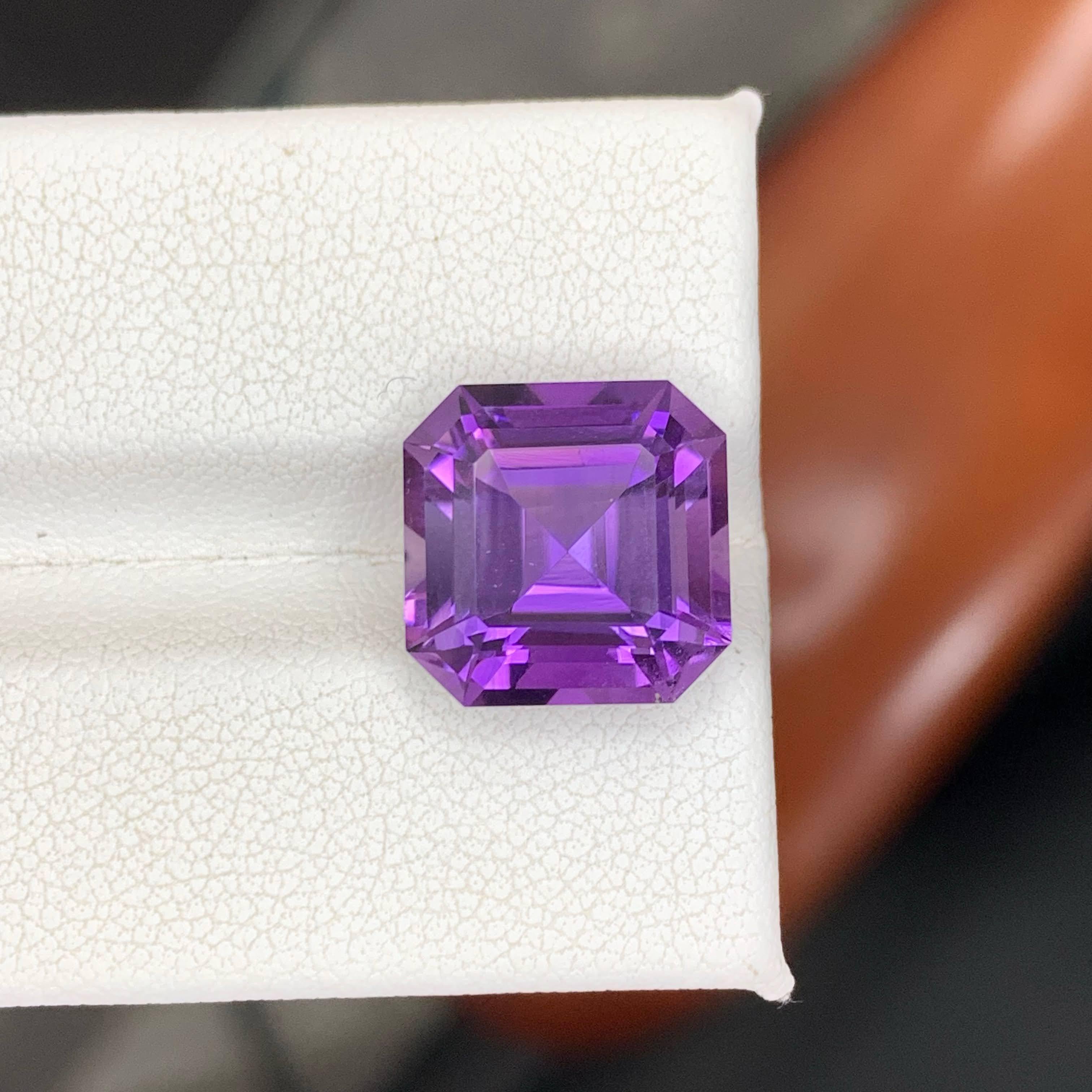 7.65 Karat Natürlicher Loser Lila Amethyst Stein Asscher Schliff Brasilianischer Edelstein im Angebot 2