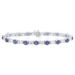 Diana M. Bracciale Eternity con zaffiro e diamante da 7,65 carati in oro bianco