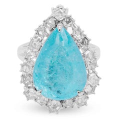 7.65 Carats Electric Blue Paraiba Mozambique Multi Purpose Ring and Pendant 18K