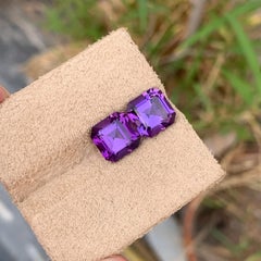 7.65 Carats Purple Amethyst Pairs For Earrings Loose Gems